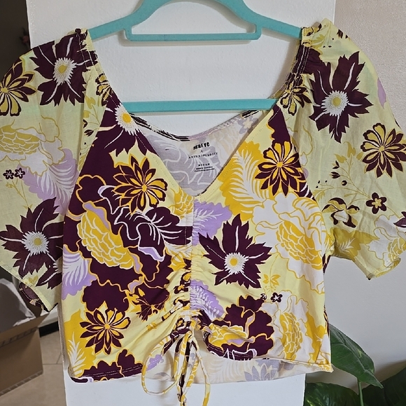 Maeve Floral Yellow and Purple Top - Picture 4 of 6